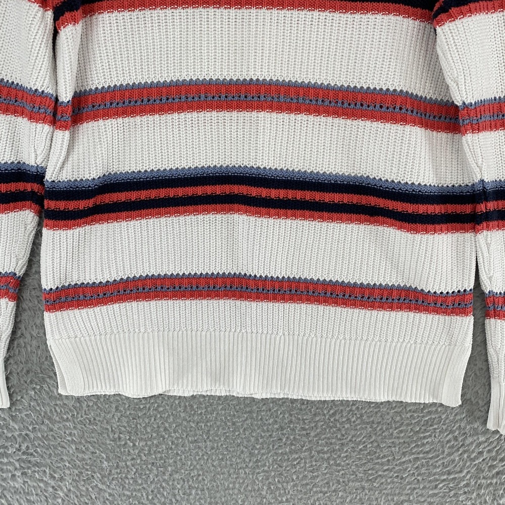 Barbour Promenade Knit Sweater Womens 6 White Striped 100% Cotton Crewneck - Picture 13 of 16